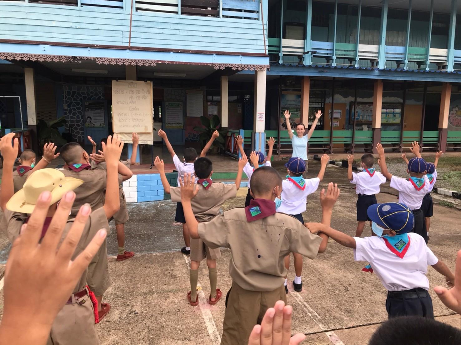 Volunteer teaching at small school in Thailand